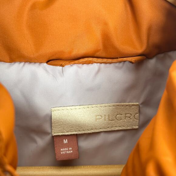 ANTHROPOLOGIE x PILCRO Cropped Hooded Puffer Jacket Dark Orange Sz M - Picture 6 of 7